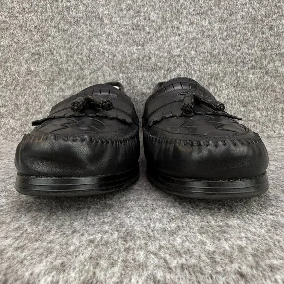 ✅Earth Shoe Mens 13 Alan II Black Leather Tassel Kilti Slip-On Moc Toe Loafers - Picture 5 of 12